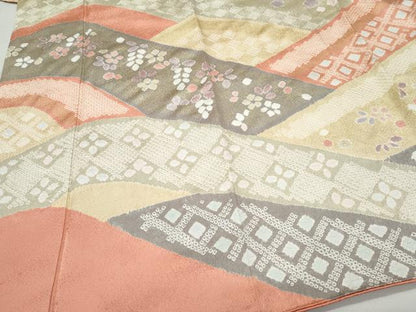 平和屋着物●訪問着　絞り　吉祥花文　金彩　正絹　逸品　CAAW3980vf