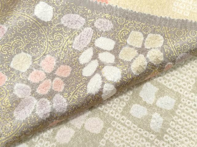 平和屋着物●訪問着　絞り　吉祥花文　金彩　正絹　逸品　CAAW3980vf