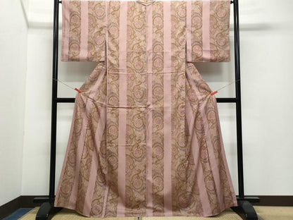 平和屋着物●上質な小紋 紬地 更紗唐草文 正絹 逸品 CAAW3981vf