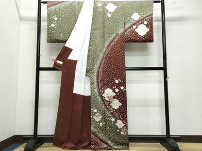 平和屋着物●訪問着　絞り　刺繍　松皮菱花文　金彩　やまと誂製　正絹　逸品　CAAW3982vf
