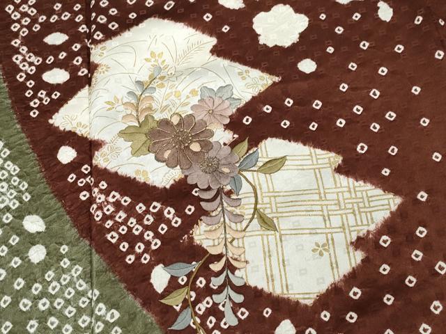 平和屋着物●訪問着　絞り　刺繍　松皮菱花文　金彩　やまと誂製　正絹　逸品　CAAW3982vf