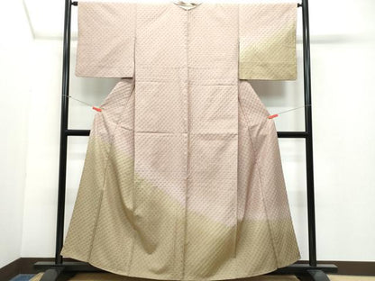 平和屋着物●訪問着　紬地　絞り　霞文　正絹　逸品　CAAW3995vf