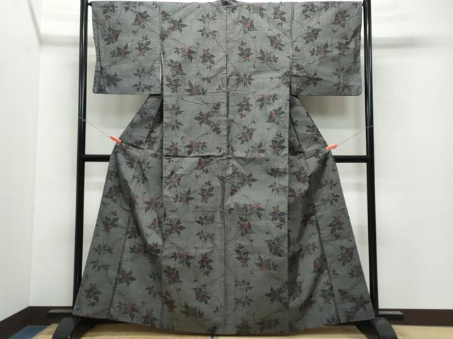 平和屋着物●本場大島紬　9マルキ　枝花文　正絹　逸品　CAAW3996vf