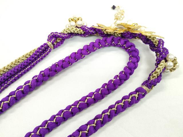 平和屋着物●和装小物 振袖用帯締め 飾り付き パール 花 金糸 切り房 逸品 未使用 CAAW4097ju