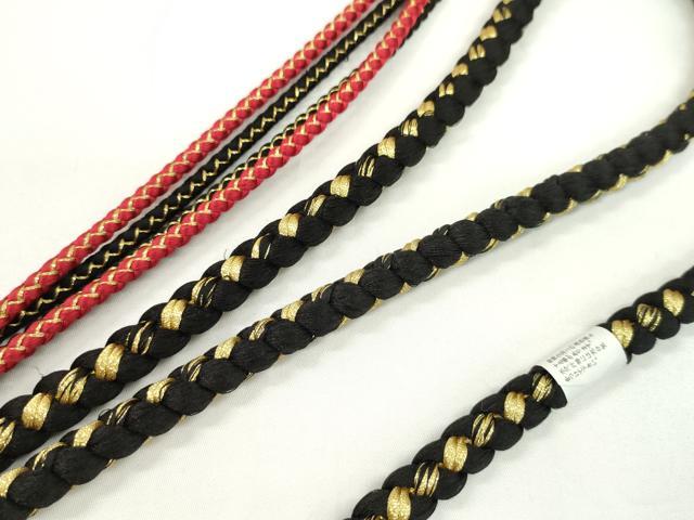 平和屋着物●和装小物　振袖用帯締め　飾り玉　つまみ細工　花　パール　黒色　金糸　撚り房　逸品　未使用　CAAW4146ju