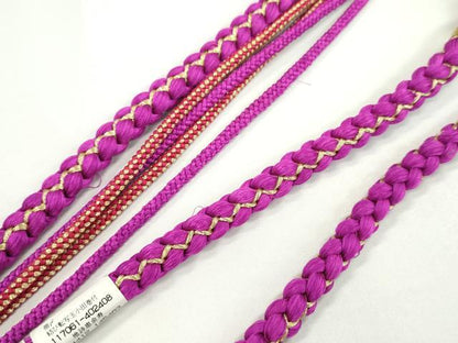 平和屋着物●和装小物 振袖用帯締め 飾り玉 花 小田巻き オーキッドパープル 金糸 切り房 逸品 未使用 CAAW4153ju