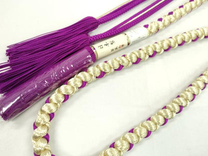 平和屋着物●和装小物 振袖用帯締め 飾り付き 翠嵐工房 パール 花 金糸 撚り房 日本製 逸品 未使用 CAAW4179ju