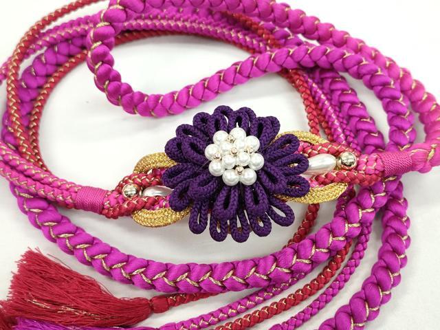 平和屋着物●和装小物 振袖用帯締め 飾り結び 花 パール 切り房 金糸 逸品 未使用 CAAW4189ju