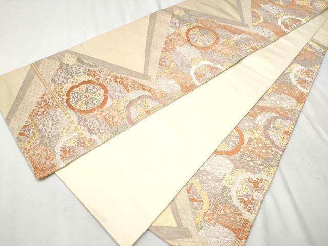 平和屋着物●六通柄袋帯 唐織 名物錦紋 金糸 正絹 逸品 CAAW4532hy