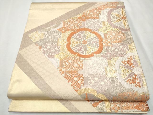 平和屋着物●六通柄袋帯 唐織 名物錦紋 金糸 正絹 逸品 CAAW4532hy