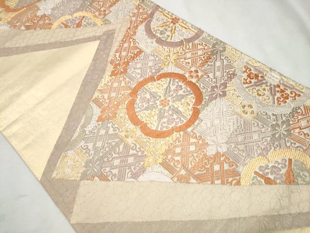 平和屋着物●六通柄袋帯 唐織 名物錦紋 金糸 正絹 逸品 CAAW4532hy