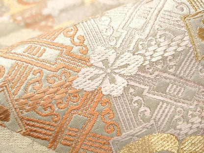 平和屋着物●六通柄袋帯 唐織 名物錦紋 金糸 正絹 逸品 CAAW4532hy