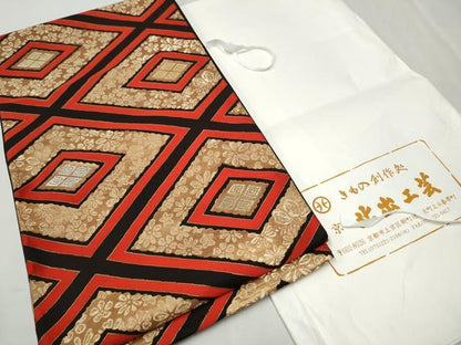 平和屋着物●北出工芸 六通柄袋帯 千寿菱 金銀糸 たとう紙付き 正絹 逸品 CAAW4533hy