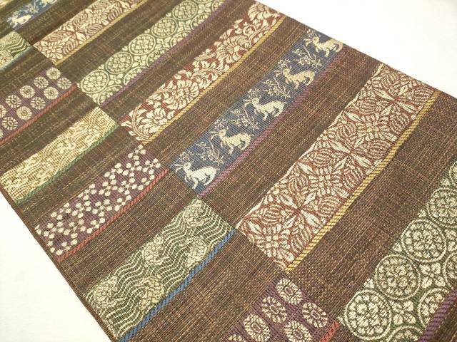 平和屋着物▽スリーシーズン 春夏秋 六通柄袋帯 名物裂 金糸 正絹 逸品 CAAW4541hy