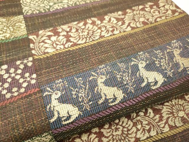 平和屋着物▽スリーシーズン 春夏秋 六通柄袋帯 名物裂 金糸 正絹 逸品 CAAW4541hy