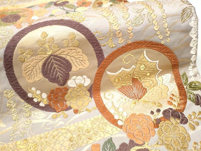 平和屋着物●六通柄袋帯 唐織 花丸文 金糸 正絹 逸品 CAAW4567hy
