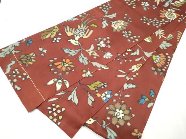 平和屋着物●アンティーク　大正ロマン　丸帯　花喰鳥　正絹　逸品　CAAW4572hy