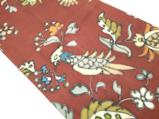 平和屋着物●アンティーク　大正ロマン　丸帯　花喰鳥　正絹　逸品　CAAW4572hy