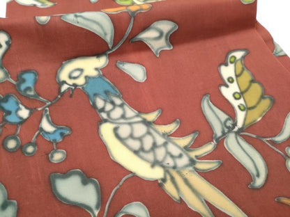 平和屋着物●アンティーク　大正ロマン　丸帯　花喰鳥　正絹　逸品　CAAW4572hy