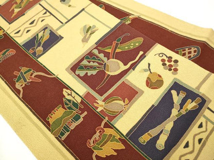平和屋着物●全通柄 九寸名古屋帯 成物 金彩 鬼しぼ縮緬 正絹 逸品 CAAW4591hy