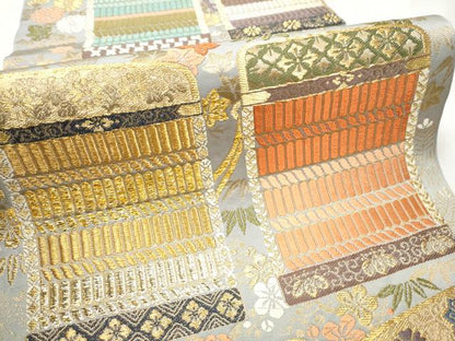 平和屋着物●六通柄 本袋帯 唐織 秋錦 鎧脅 純金箔 正絹 逸品 CAAW4662hy