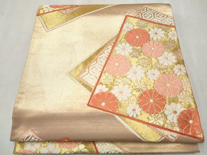 平和屋着物●西陣の名門 加納幸謹製 六通柄袋帯 唐織 色紙重ね菊文 金糸 三越扱い 正絹 逸品 CAAW4666hy