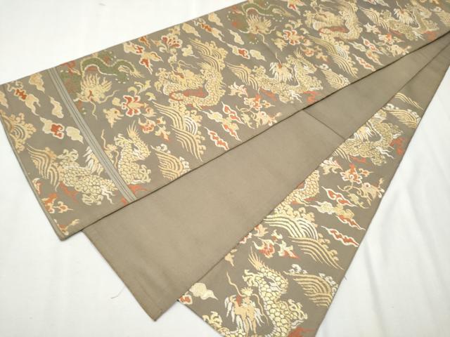 平和屋着物●アンティーク 大正ロマン 六通柄京 本袋帯 雲龍 金糸 正絹 逸品 CAAW4668hy