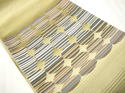 平和屋着物●太鼓柄袋帯 すくい織 吉祥丸文 金糸 正絹 逸品 CAAW4673hy