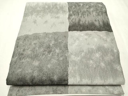平和屋着物●全通柄袋帯 変わり市松霞文 正絹 逸品 CAAW4677hy