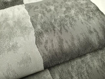 平和屋着物●全通柄袋帯 変わり市松霞文 正絹 逸品 CAAW4677hy