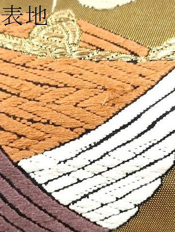 平和屋着物●六通柄袋帯 唐織 糸巻き鳳凰花文 金糸 正絹 逸品 CAAW4786hy