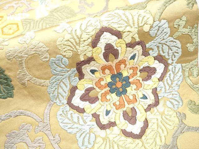 平和屋着物●六通柄袋帯　慶祥唐織　正倉院花唐草文　金糸　正絹　逸品　CAAW4789hy