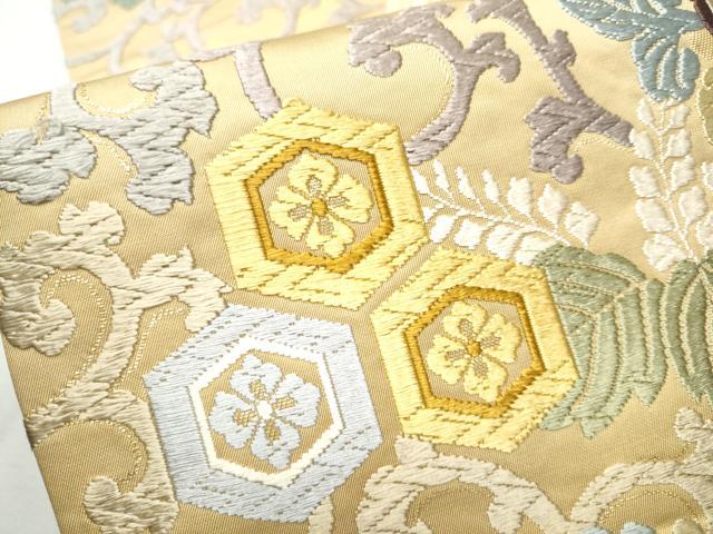 平和屋着物●六通柄袋帯　慶祥唐織　正倉院花唐草文　金糸　正絹　逸品　CAAW4789hy