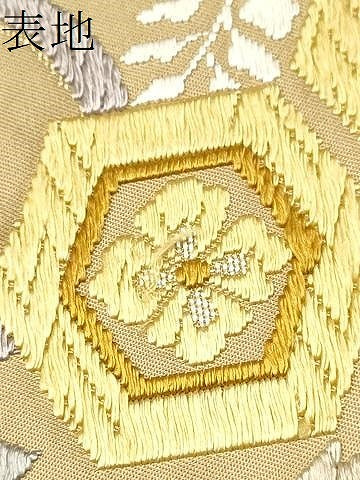 平和屋着物●六通柄袋帯　慶祥唐織　正倉院花唐草文　金糸　正絹　逸品　CAAW4789hy