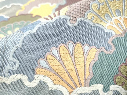 平和屋着物●六通柄袋帯　唐織　青海雪輪文　金糸　正絹　逸品　CAAW4790hy