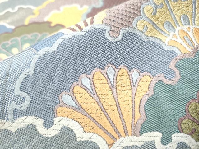 平和屋着物●六通柄袋帯　唐織　青海雪輪文　金糸　正絹　逸品　CAAW4790hy