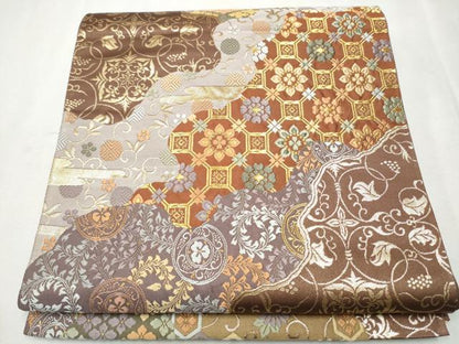 平和屋着物●六通柄袋帯　唐織　道長花唐草文　金銀糸　正絹　逸品　CAAW4795hy