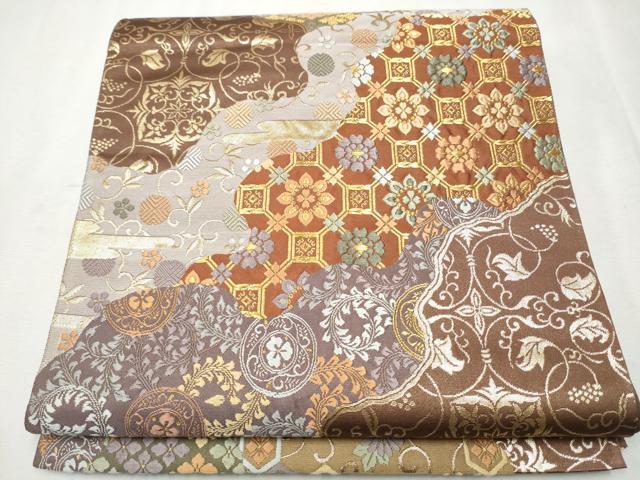 平和屋着物●六通柄袋帯　唐織　道長花唐草文　金銀糸　正絹　逸品　CAAW4795hy
