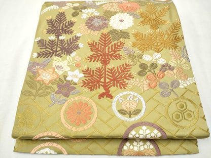 平和屋着物●六通柄袋帯　草花丸文　金銀糸　正絹　逸品　CAAW4797hy