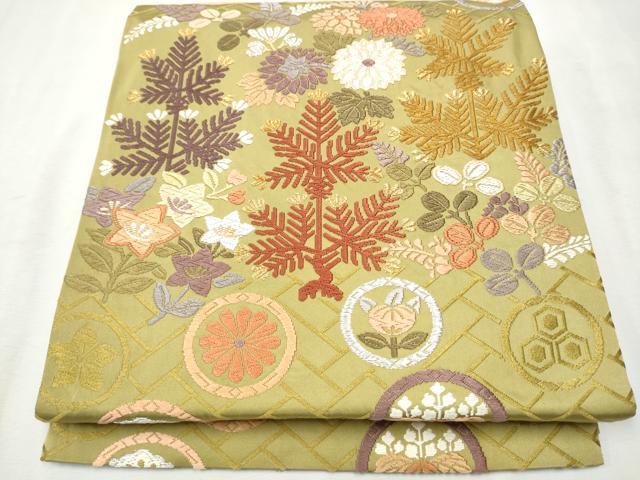 平和屋着物●六通柄袋帯　草花丸文　金銀糸　正絹　逸品　CAAW4797hy