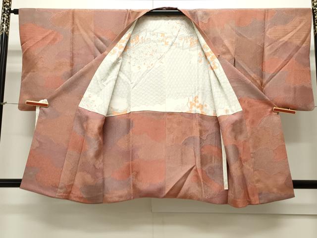 平和屋着物∞道行コート　雲重ね吉祥花文　正絹　逸品　CAAW4811dy