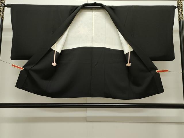 平和屋着物∞羽織 総刺繍 葡萄蔦の葉文 黒地 正絹 逸品 CAAW4815dy
