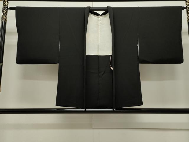 平和屋着物∞羽織 総刺繍 葡萄蔦の葉文 黒地 正絹 逸品 CAAW4815dy