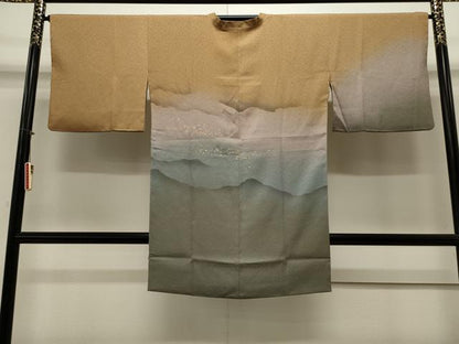 平和屋着物∞道行コート 箔散らし 暈し染め 金銀彩 ロング丈 正絹 逸品 CAAW4819dy