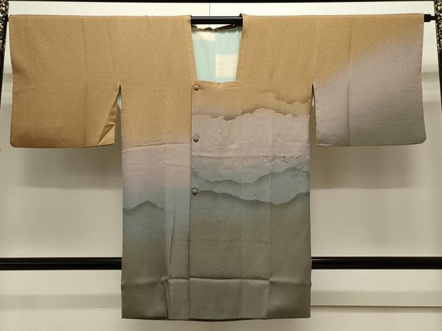 平和屋着物∞道行コート 箔散らし 暈し染め 金銀彩 ロング丈 正絹 逸品 CAAW4819dy