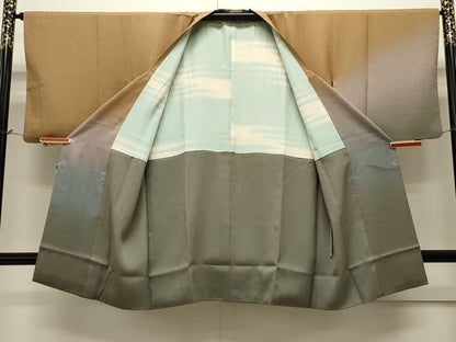 平和屋着物∞道行コート 箔散らし 暈し染め 金銀彩 ロング丈 正絹 逸品 CAAW4819dy