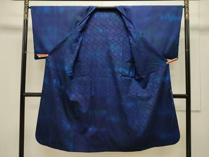 平和屋着物＃道中着 リバーシブル 草花地紋 暈し染め ロング丈 正絹 逸品 CAAW4822dy