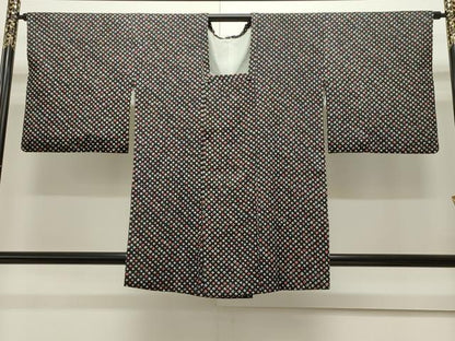 平和屋着物∞道行コート　総絞り　黒地　正絹　逸品　CAAW4824dy