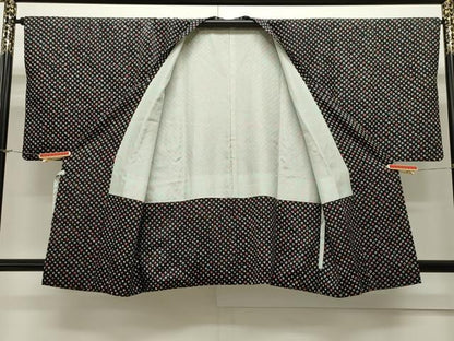 平和屋着物∞道行コート　総絞り　黒地　正絹　逸品　CAAW4824dy