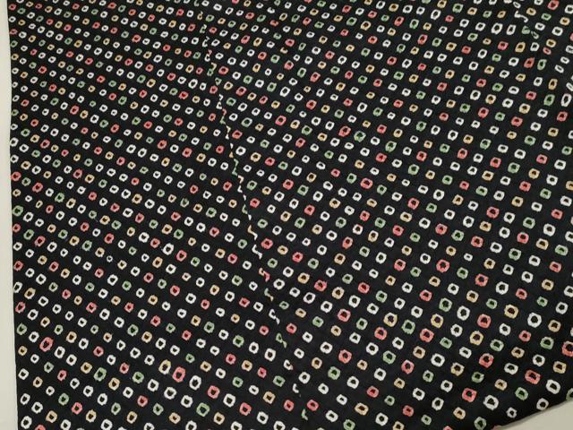 平和屋着物∞道行コート　総絞り　黒地　正絹　逸品　CAAW4824dy